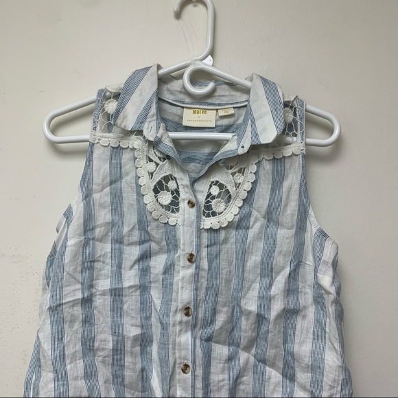 NWT Maeve Edinboro Sleeveless Linen Buttondown Top - Picture 4 of 13